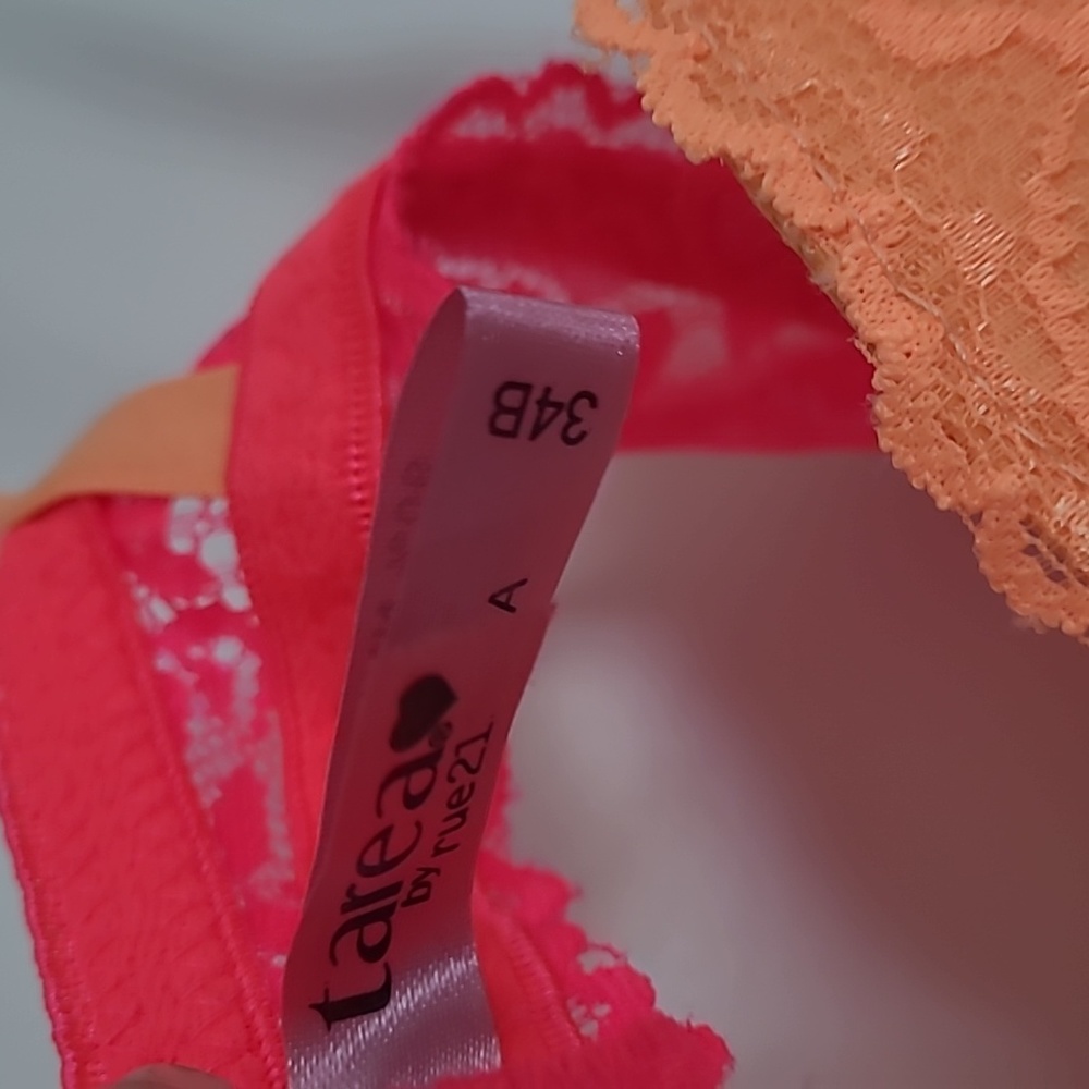 Hot pink and orange  lace bra - Picture 4 of 5